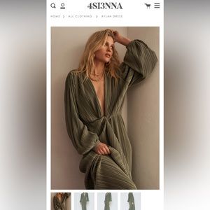 4SI3NNA Olive Green Pleated Dress